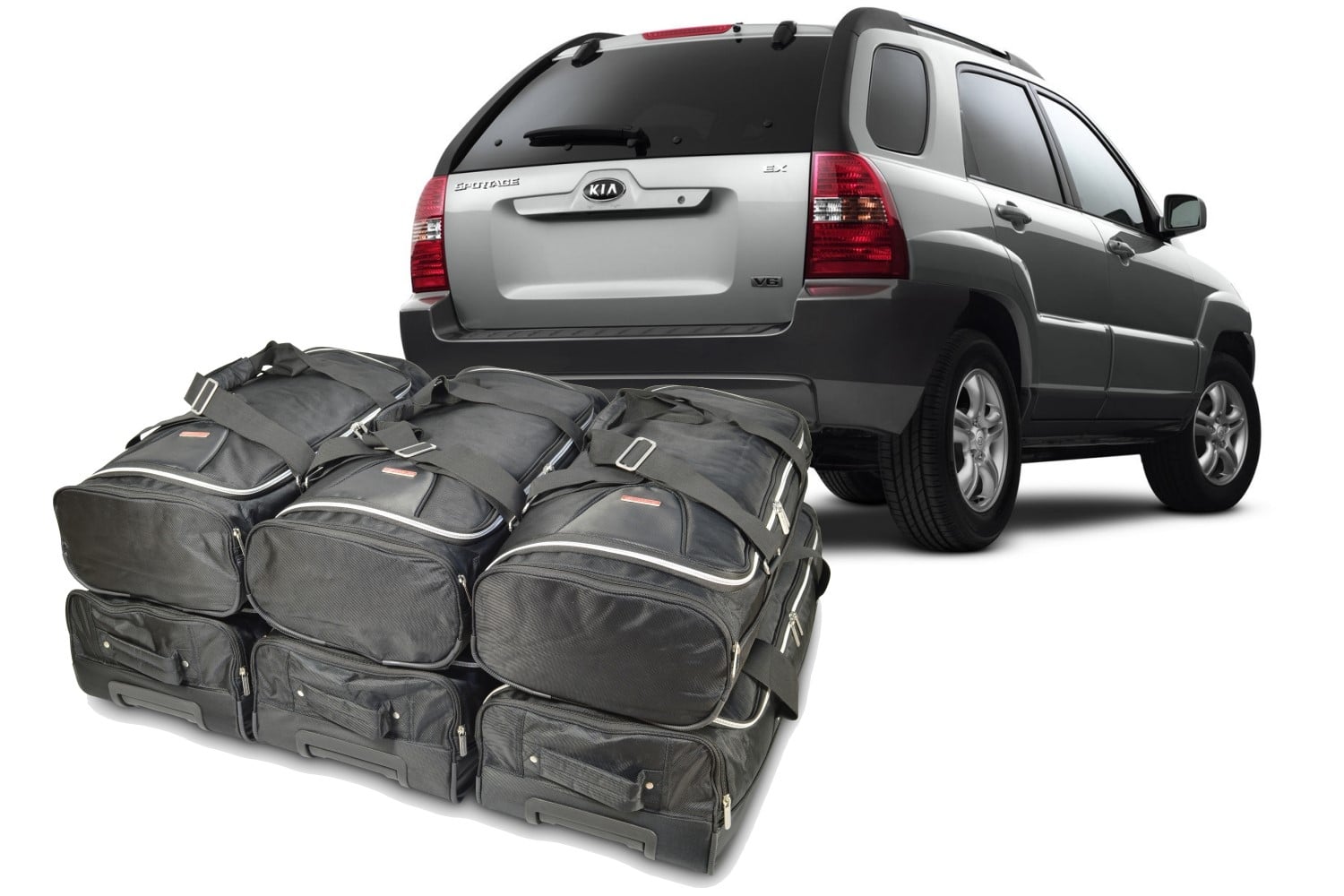 k10901s-kia-sportage-04-10-car-bags-1.jpg Reistassenset geschikt voor Kia Sportage II (JE) 2004-2010 Original - Afbeelding 1