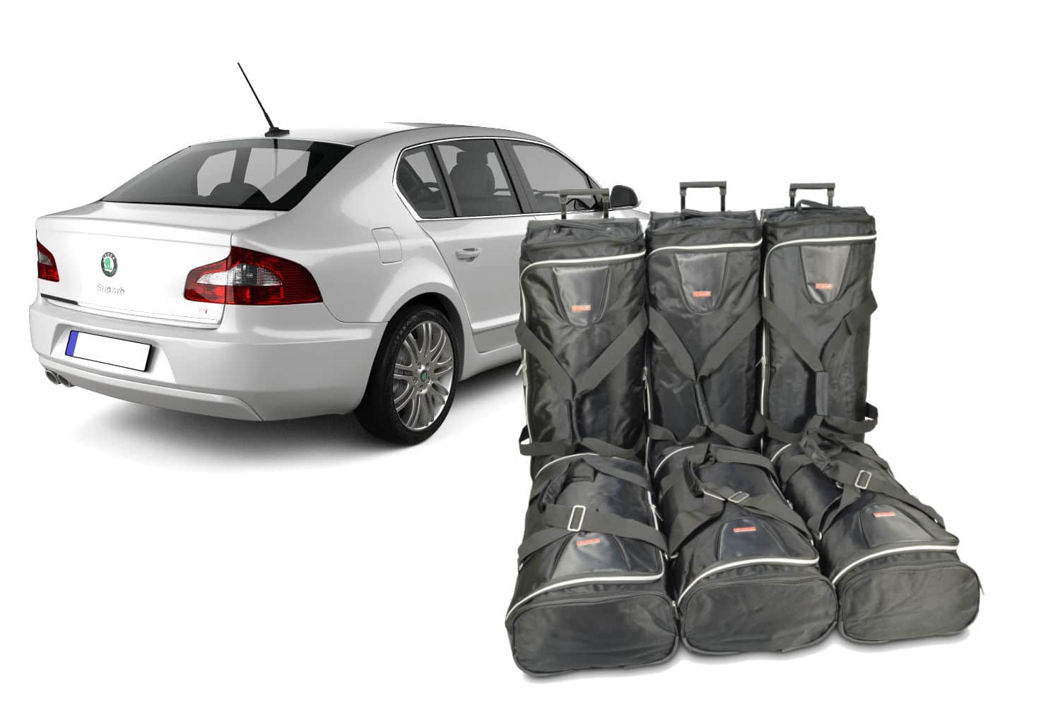 s50301s-skoda-superb-ii-car-bags-1.jpg Reistassenset geschikt voor Skoda Superb II (3T) 2008-2015 5-deurs hatchback Original - Afbeelding 1