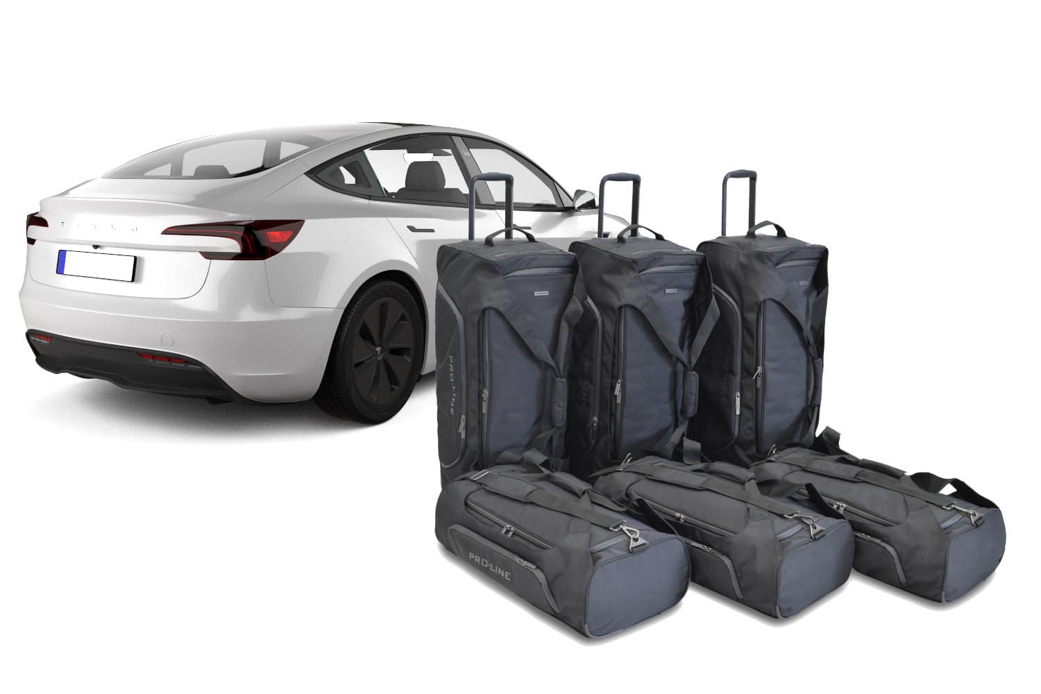 t20801sp-tesla-model-3-2024-car-bags-1.jpg Reistassenset geschikt voor Tesla Model 3 2024-heden 4-deurs sedan Pro.Line - Afbeelding 1